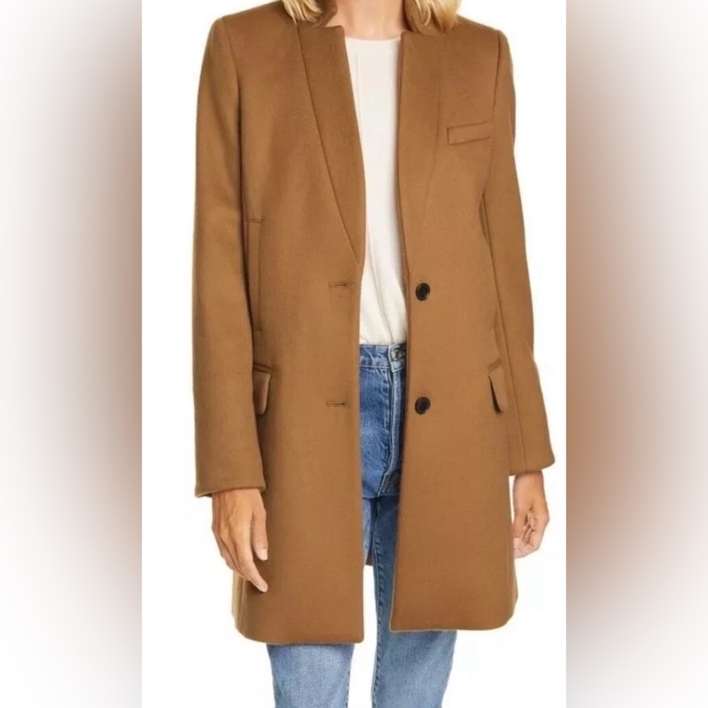 Veronica Beard Lambswool Cashmere Blend Car Coat in Camel Size:10